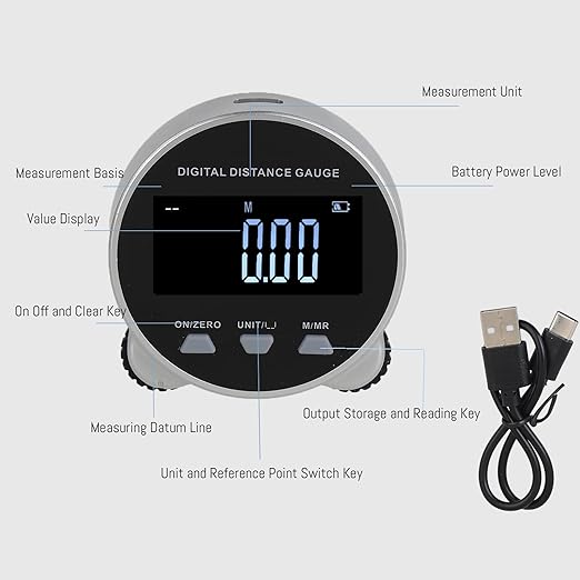Digital Measuring Wheel USB Rechargeable 652.8ft/199m High Precision Measurement with LCD Display Portable Smart Distance Measurer for Flat Curved Diameter Irregular Surfaces