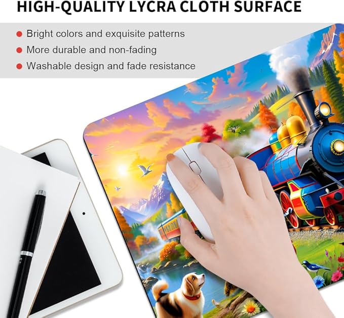 Train Square Mouse pad, Texture, Waterproof, Anti Slip Rubber Base, Computer Mouse pad, Laptop Mouse pad