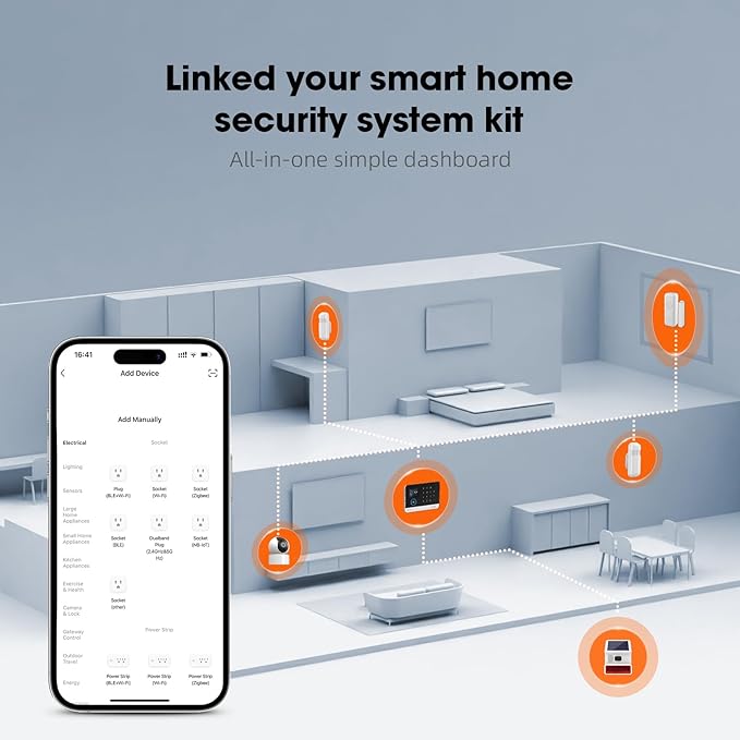 LWOHSI Home Security Alarm System,Wireless 4G/WiFi Home Security Systems with Door/Window Sensor,Tuya APP Alerts,24/7 Professional Monitoring,Work with Alexa and Google,DIY Customized Installation
