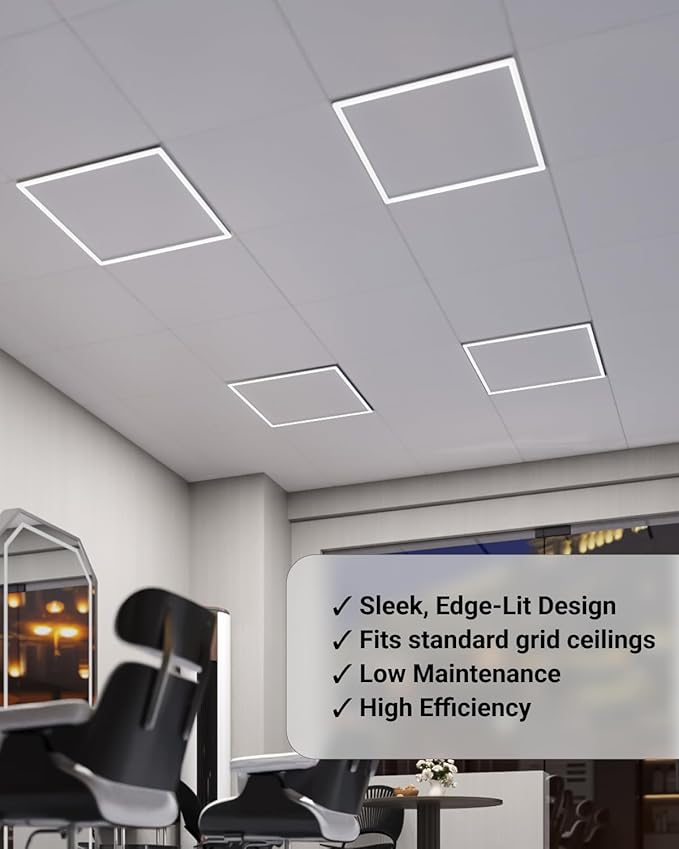 Sunco 20 Pack 2x2 Edge-Lit Frame LED Panel Lights, Drop Ceiling Flat Light Fixture, 5500 LM, Selectable Features, 30W/40W/50W, 4000K/5000K/6000K, Dimmable (0-10V) ETL