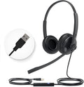 Yealink UH34 USB Headset with Mic,Stereo Wired Headphones with Noise Cancelling Microphone,Teams Certified,Professional Work Headphones for VoIP Phone PC Computer Call Center Office