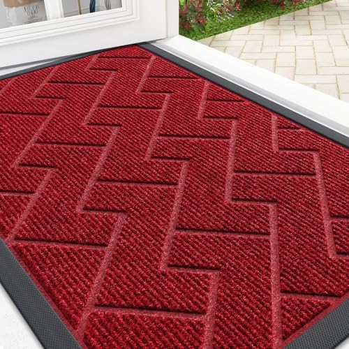 OLANLY Front Door Mat Outside 29.5x17, All-Season Absorbent Rubber Doormat by OLANLY