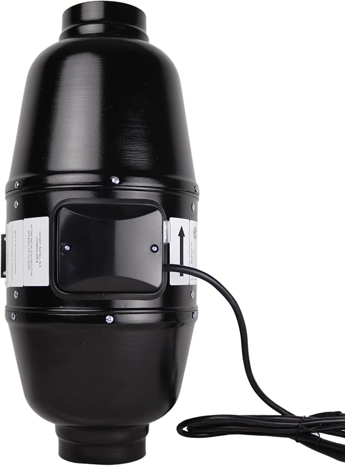 VENTS-US TT Silent M 100 - Metal Mixed Flow Booster Fan for High Static Pressure Applications, up to 128 CFM - Booster Ventilation Fan for 4 Inch Duct