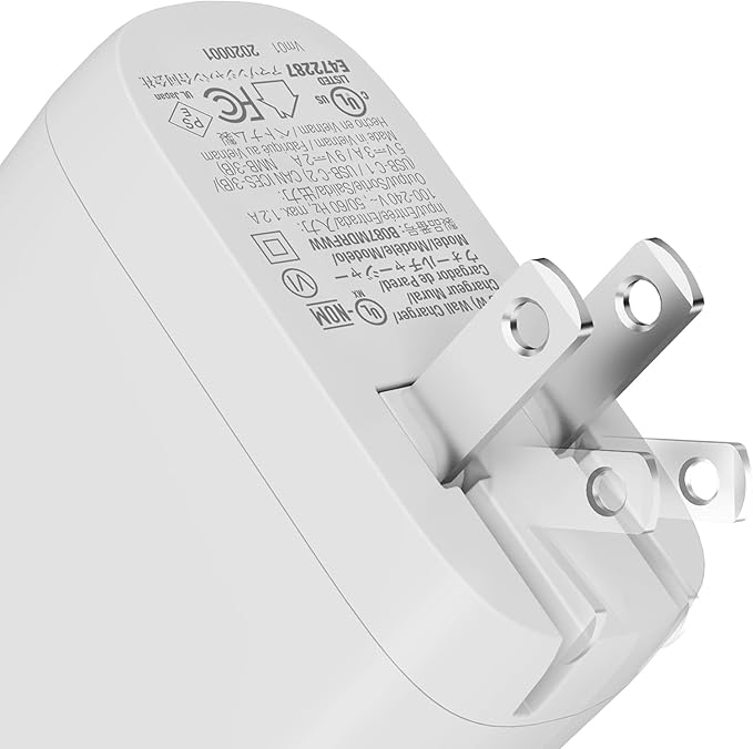 Amazon Basics 36W Two-Port USB-C Wall Charger for Tablets and Phones with Power Delivery - White, 2.34 x 1.09 x 2.21 in (PD36U-2TNB)