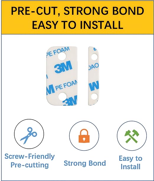 Adhesive Replacement Strips for Ring Contact Sensor 2nd Gen - Pre-Cut Double-Sided Tape 12-Pack (12Sensor&12Magnet Pads), No Cutting Needed, Secure Mounting for Door/Window Alarm Systems (12 Pack)