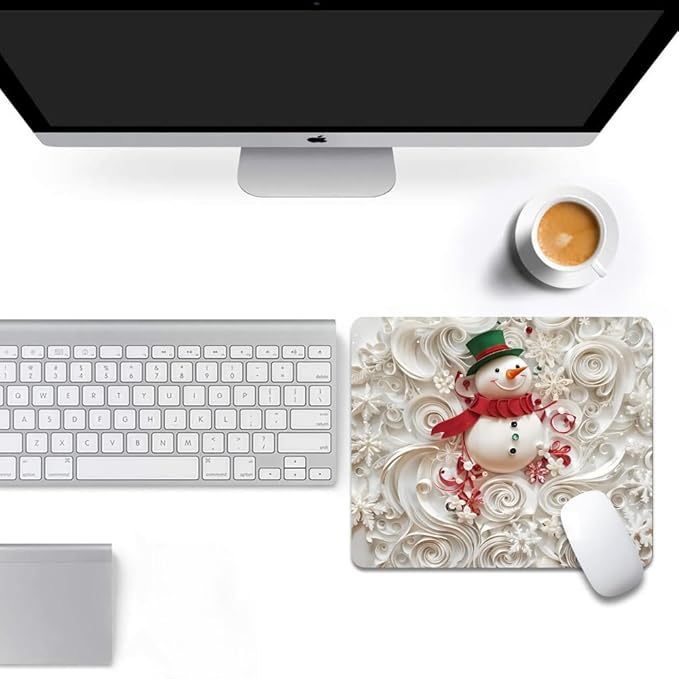 Christmas in The Snow Square Mouse pad, Texture, Waterproof, Anti Slip Rubber Base, Computer Mouse pad, Laptop Mouse pad