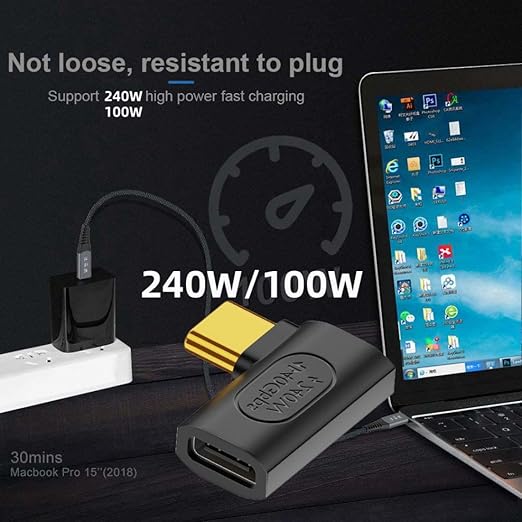 chenyang USB C Connector USB4 Type C 240W Power 40Gbps Data 8K Video Extension Connector Adapter 90 Degree Right Angled