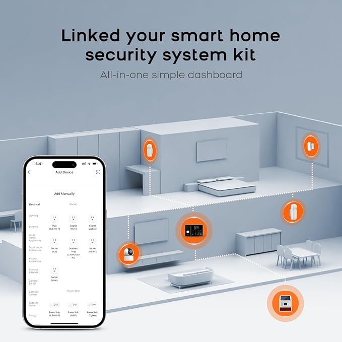 LWOHSI Alarm System for Home Security,Wireless Home Security Systems with Tuya APP Alerts,6 Door/Window Sensor,3 Motion Detectors,Remote,Work with Alexa and Google for Villa,Apartment,Kids Safety