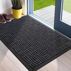 Mibao Front Door Mat Outdoor Entrance, 36" x 24" Heavy Duty Welcome Mat for Outdoor and Indoor, Waterproof Dirt Trapper Doormat, Super Absorbent Indoor Entryway Mat for Patio & Porch - Black by Mibao