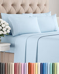 Queen 6 Piece Sheet Set - Cooling, Comfy & Breathable - Hotel Luxury Bedding, Includes Fitted Sheet for Women, Men, Kids & Teens - 1 Flat, 1 Fitted Sheet, 4 Pillowcases with Deep Pockets - Baby Blue