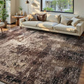 Ompaa Living Room Rug 6x9 Brown Area Rug Machine Washable Boho Coffee Rug Non Slip Abstract Vintage Indoor Large Rugs for Bedroom, Classroom, College Dorm, Farmhouse, Dining Room, Kids Playroom by OmpaaHomeDecor