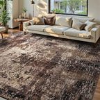 Ompaa Living Room Rug 6x9 Brown Area Rug Machine Washable Boho Coffee Rug Non Slip Abstract Vintage Indoor Large Rugs for Bedroom, Classroom, College Dorm, Farmhouse, Dining Room, Kids Playroom by OmpaaHomeDecor