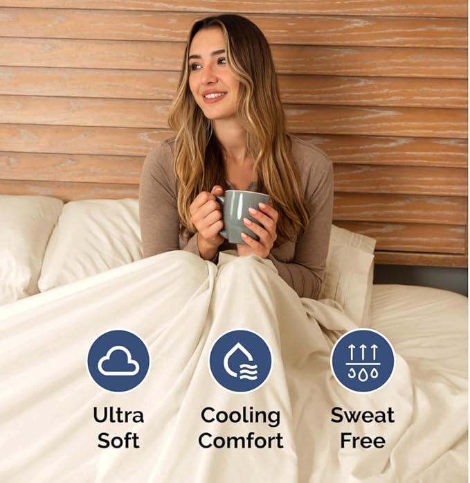 Full XL Bed Sheet Set - 4 Piece Extra Long Extended Full XL Sheets - Soft, Breathable & Cooling - Fits 8” to 16" Mattress w/ Deep Pockets - 54" x 80" - Easy-Fit, Wrinkle & Fade Resistant - Off White