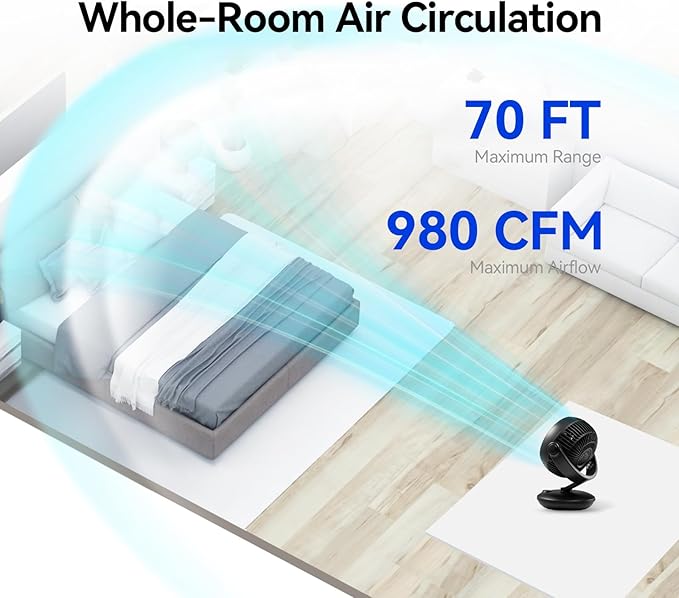 SIGBOT Fan for Bedroom with Remote,Ultra Quiet Desk Fans,with 3 Modes,8 Speeds,9-Hour Timer,10 inch,High-Velocity Cooling,Auto Oscillation Table Fans,Touch Control,for Home,Dorm,Clinic & Office