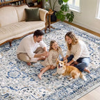 SameBed 8x10 Area Rug Living Room, Vintage Washable Carpet Light Blue - Image 4