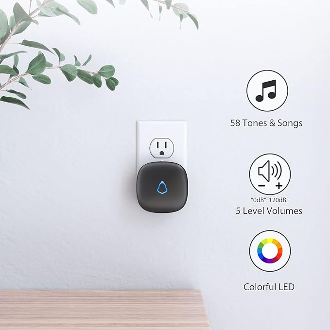 Door Chime, METAK Wireless Door Open Contact Sensor Alarm with 500 FT Range, 58 Chimes and 5 Volume Levels for Business/Store/Home/Office When Entering, 3 Transmitter + 2 Plug-in Receiver