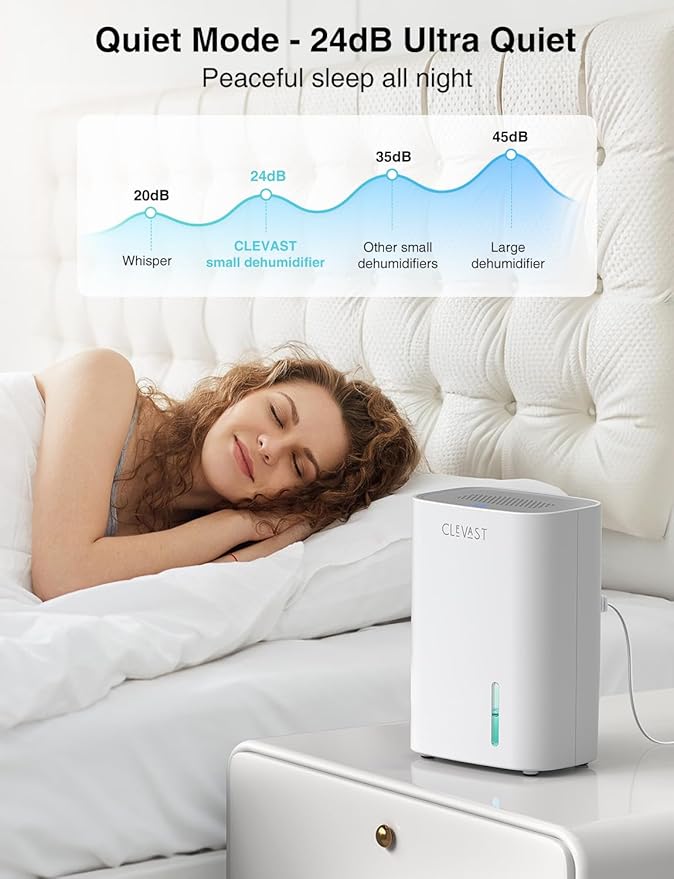 CLEVAST Small Dehumidifier for Home, 30oz Mini Quiet Dehumidifier for Bathroom & Bedroom, Portable Compact Air Dehumidifier for Closet, RV, Camper (285 sq. ft)