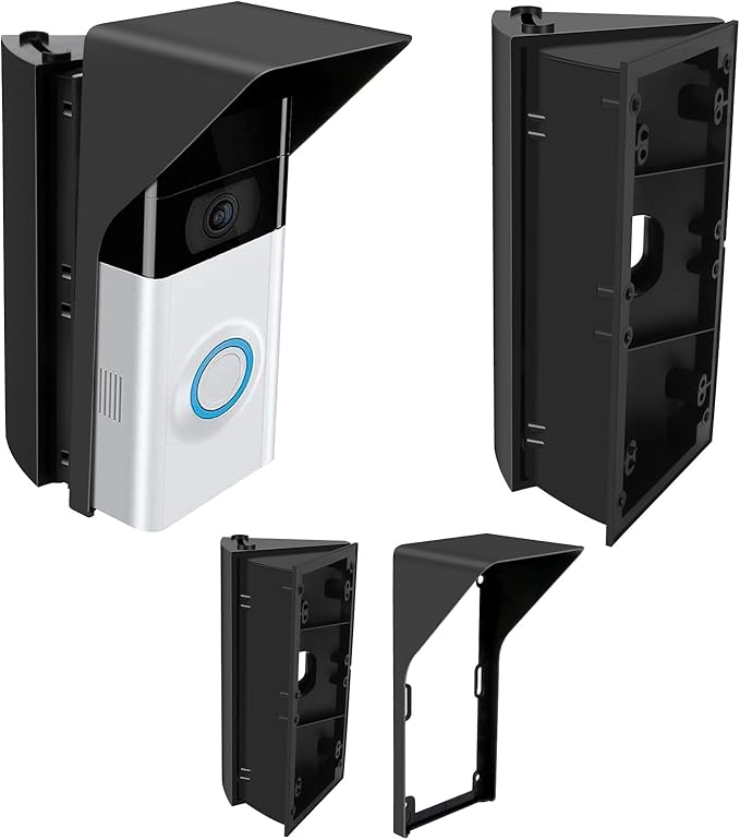 S7 Adjustable Doorbell Angle Mount with Rain Cover, Compatible with Video Doorbell/ Battery Doorbell, Replacement Angle Adjustment Adapter Mounting Bracket Wedge Kit (Anti Glare)