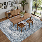 8x10 Area Rugs Living Room: Washable Vintage Rug for Bedroom Blue - Image 5