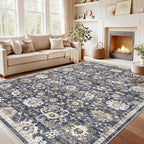 Amada Large 9x12 Washable Area Rug for Living Room, Blue/Brown, Vintage by AMADAHOMEFURNISHING