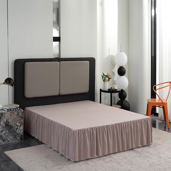 Bed Skirt Queen Size Ruffled Bed Skirt with Split Corners, Queen Bed Skirt 12 Inch Drop, TSUTOMI Queen Size Bed Skirt Khaki for Ruffled Bed Skirt with Split Corners, Bed Skirts Queen Size