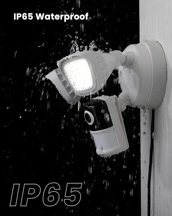 ieGeek Floodlight Camera, Outdoor Home Security Camera, 2K Wired Flood Light Camera Outdoor with Motion Sensor Cam, 2600 Lumens, Color Night Vision, 110dB Siren, 2 Way Audio, Compatible with Alexa