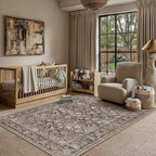 HUGEAR 5x7 Coffee Brown Vintage Floral Washable Area Rug for Living Room - Image 2