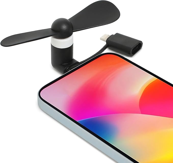 Aeergured Mini Cell Phone Fan 12 Pack, 2-in-1 Fan Compatible for iPhone, iPad, Android Smartphone,Tablet Fit for Type C/Lightning Port Colorful and Powerful Cell Phone Summer Accessories