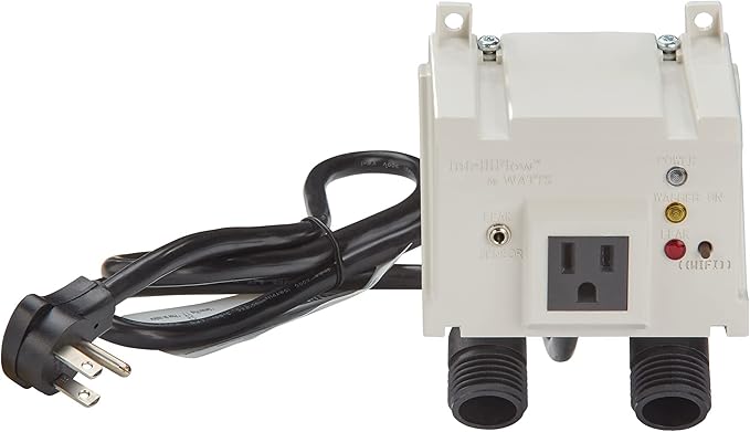 Watts A2C-SC Series Intelliflow 1/2" Washing Machine Smart Water Shutoff Valve with Leak Sensor, Inlet Adapters, Without Wall Box, Automated Flood Detection with Real-Time Text and E-Mail Alerts