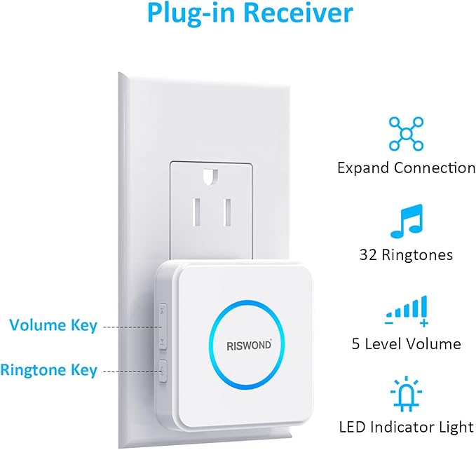 Motion Sensor Door Chime, Wireless Motion Detector Alarm Indoor, Business Entry Alert Bell with Buzzer, Doorbell for Home/Garage Door/Store, USB/Battery Powered,1 Receiver +3 Sensors