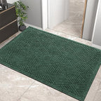 HIYARD Sturdy Front Door Mat, Absorbent Muddy Dirt Resist Welcome Door Mats Outdoor Indoor, Stain and Fade Resistant, Non-Slip Rubber Backing Low Profile Doormat for Entryway, 36×24, Green by HIYARD