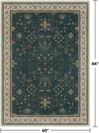 Hazo Haus Dark Green Oushak 5x7 Living Room Rug - Modern Vintage Boho Eclectic Floral Pastel, Washable Low Pile Non-Slip Large Area Rugs for Nursery Dining Under Table Bedroom Lounge - Image 2