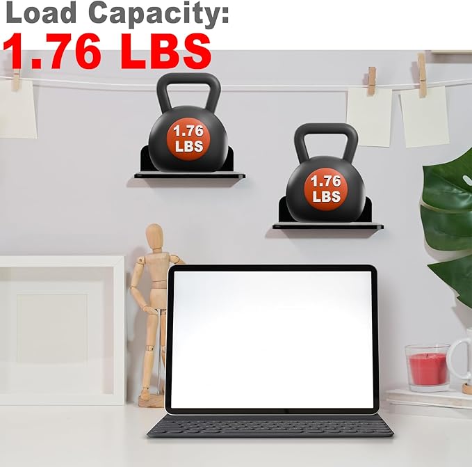 TXEsign Small Floating Shelves Speaker Shelves-2 Pack Wall Shelves Speaker Mount for Speaker Webcam Display Shelf Acrylic Shelves 4.25 x 4 inche(Black, Small)