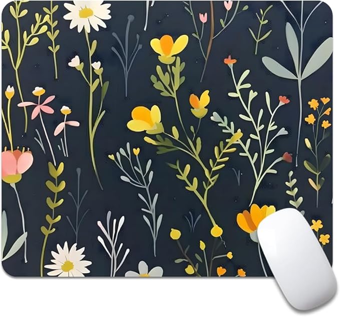 Dreamy Floral Pattern Square Mouse pad, Texture, Waterproof, Anti Slip Rubber Base, Computer Mouse pad, Laptop Mouse pad