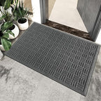 Mibao Front Door Mat Outside Entrance, 36" x 24", Heavy Duty Welcome Mat, Stain and Fade Resistant, Dirt Trapper Doormat, Super Absorbent Indoor Outdoor Entryway Mat with Non-Slip Backing, Gray by Mibao