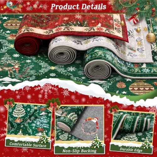Madane Christmas Area Rug 2x3, Green Entryway Xmas Carpet Holiday Decor - Image 4