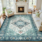 Lofus 8x10 Area Rugs for Living Room, Soft Boho Carpet Floral Green Beige by Lofus