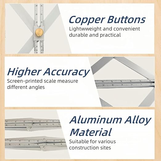 Premium Corner Angle Finder, Protractor Angle Finder Tool, Miter Angle Finder for Precise Cuts and Corner Measurements, Aluminum Alloy Build (Aluminum-Long)