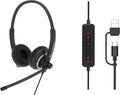 Accutone Conversation 95 Wired Office USB Headset with Environmental Noise Cancelling Microphone & wideband Audio Output, Black