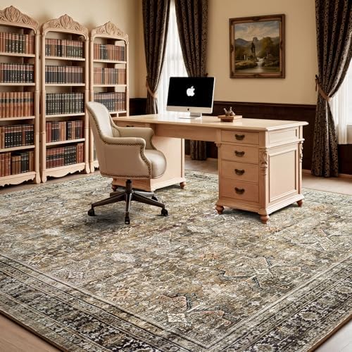 10x12 Area Rugs for Living Room, Non-Slip Washable Brown Large Carpet - Image 4