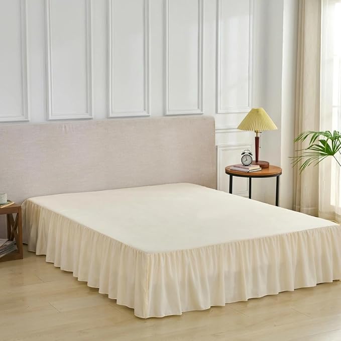 Bed Skirt Queen Size Ruffled Bed Skirt with Split Corners, Queen Bed Skirts 12 Inch Drop, Queen Size Bed Skirting with Platform, 12'' Queen, Beige