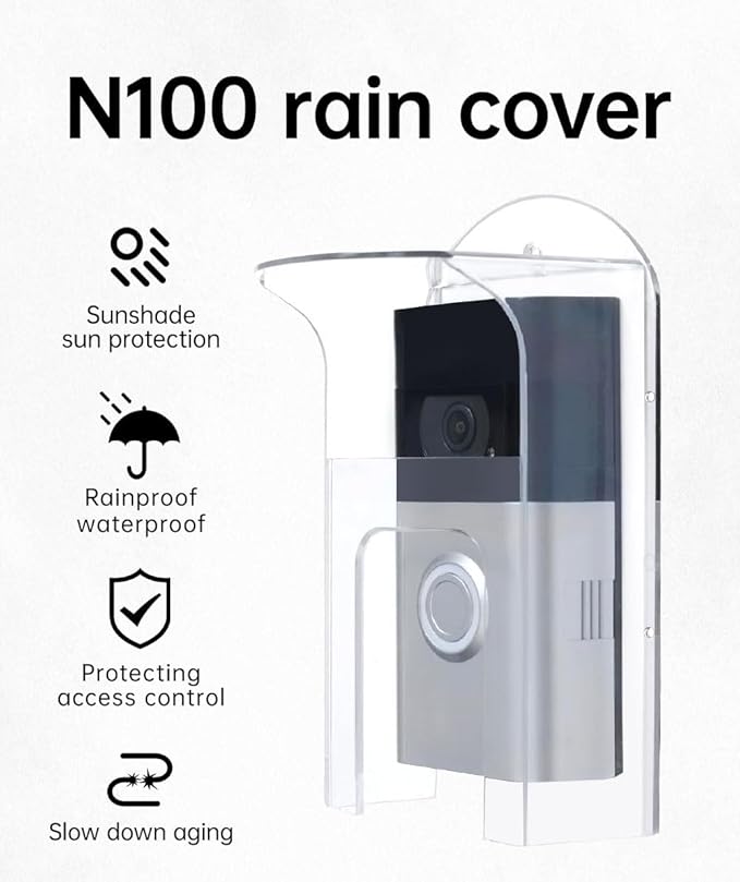 YJNBEST Clear Acrylic Doorbell Rain Cover Suitable for All Ring Models Doorbell Waterproof Protector Compatibe with Ring 1/2/3/4/2020/Pro/Pro 2 Video Doorbells(Model A)