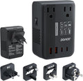 DOACE 220V to 110V Converter 350W Voltage Converter US to Europe for Hair Straightener/Curling Iron Converter for European Travel with 4-Port USB Charging and UK/AU/US/EU Worldwide Plug Adapter