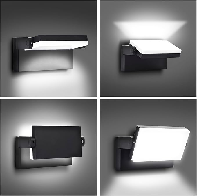 rosykite 60W LED Outdoor Wall Lights with 360°Rotation, Flood Lights Outdoor 5000K 4000K 3000K 3 Colors Changeable,Outside Sconce Security Lights for Garage Barn Front Porch