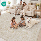 10x14 Area Rugs Living Room: Bedroom Washable Carpet Natural Beige - Image 7