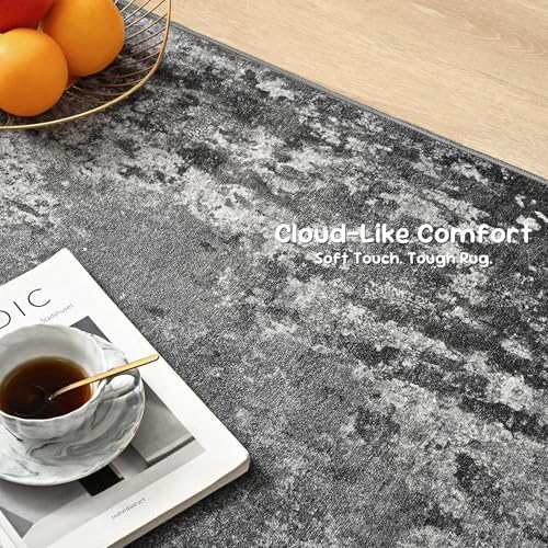 2.6x12 Black Rug Runners for Hallways Kitchen Runner Rug Non Slip Washable Black Long Runner Rugs with Rubber Backing Soft Abstract Carpet Runner for Bedroom, Kitchen, Bathroom, Entryway - Image 6
