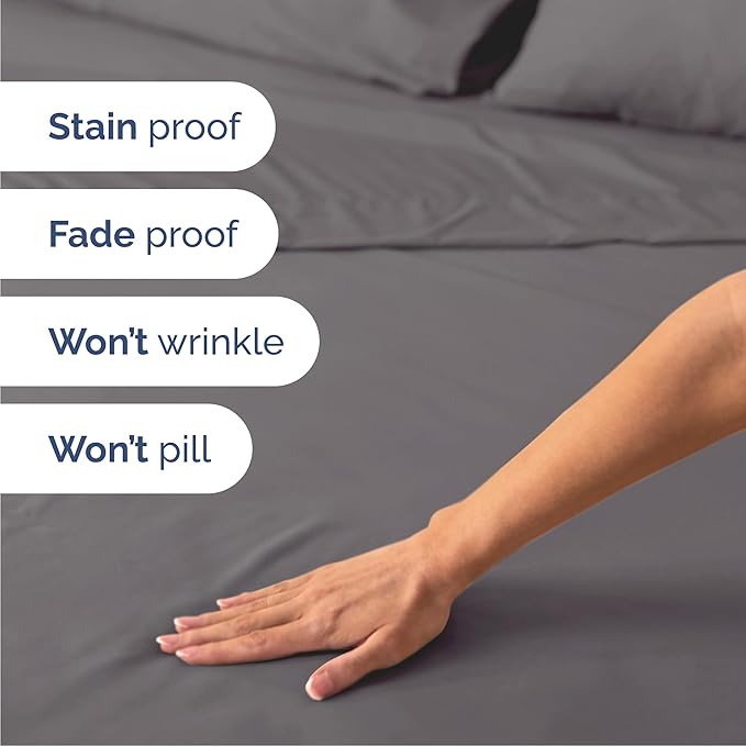Cal King 6 Piece Sheet Set - Cooling, Comfy & Breathable - Hotel Luxury Bedding, Includes Fitted Sheet for Women, Men, Kids & Teens - 1 Flat, 1 Fitted Sheet, 4 Pillowcases w/Deep Pockets - Dark Grey