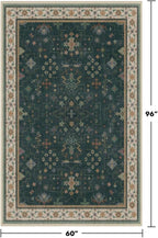 Hazo Haus Dark Green Oushak 5x8 Living Room Rug - Modern Vintage Boho Eclectic Floral Pastel, Washable Low Pile Non-Slip Large Area Rugs for Nursery Dining Under Table Bedroom Lounge - Image 2