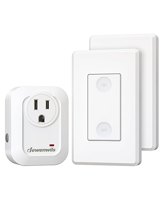 DEWENWILS Wireless Remote Wall Switch and Outlet, No Wiring, On Off Power Plug, Expandable Remote Control Outlet Light Switch, 100Ft RF Range