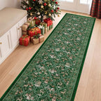 2x8 Christmas Runner Rug for Hallway,Washable Kitchen Rug,Green - Image 5